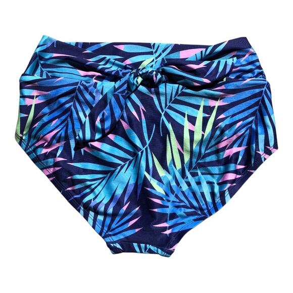 ModCloth NIP Clarice High-Waisted Bikini Bottom Blue Tropical Print Medium - Picture 6 of 10